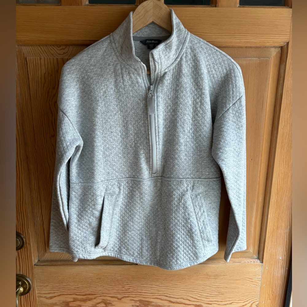 Eddie Bauer Heather Gray Pullover Half Zip Size Small